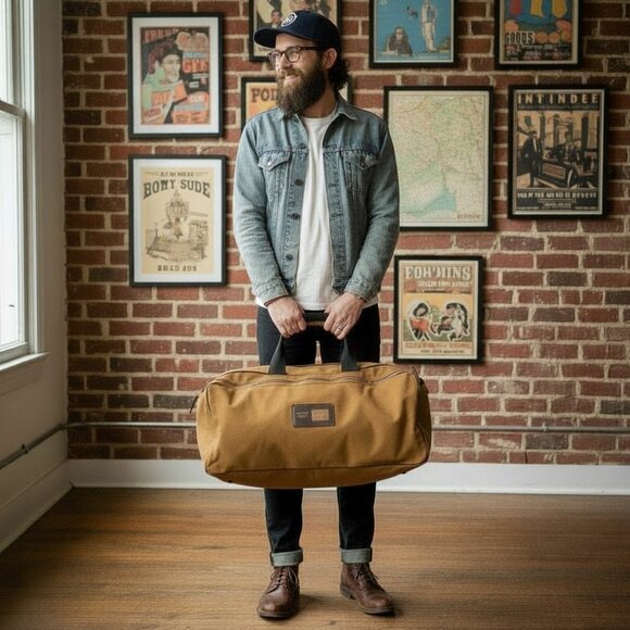 Vintage Kolpin Sportsmans Jet Bag Large Duffel in Tan Fawn Vacationcore Camping - Picture 12 of 12